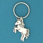 Happy Unicorn Pewter Keychain