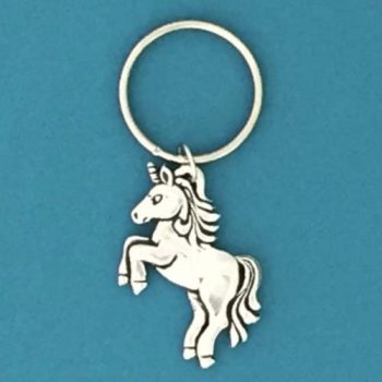 Happy Unicorn Pewter Keychain