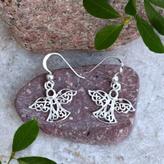 an image of a pair of filigree sterling silver angel earrings