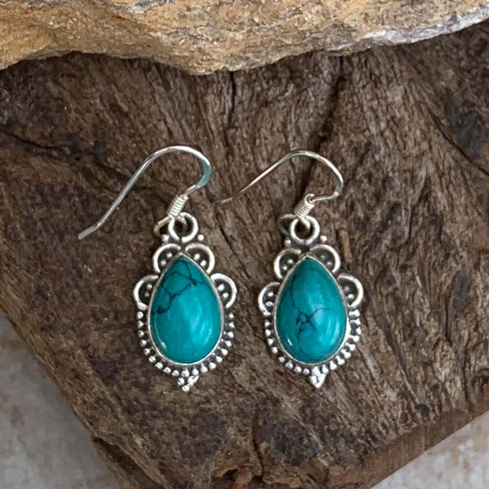 Turquoise and Sterling Silver Earrings - GLE-Good Living Essentials