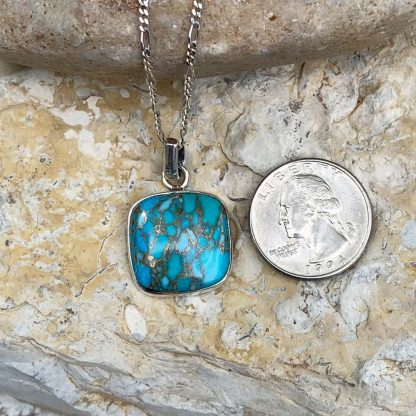 Blue Copper Turquoise Sterling Pendant