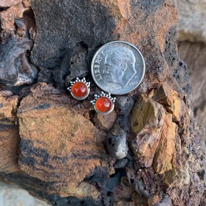 Carnelian Sterling Stud Earrings