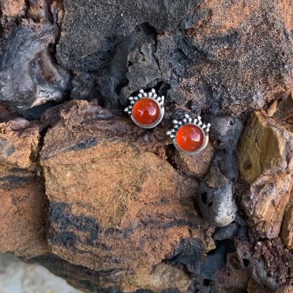 Carnelian Sterling Stud Earrings