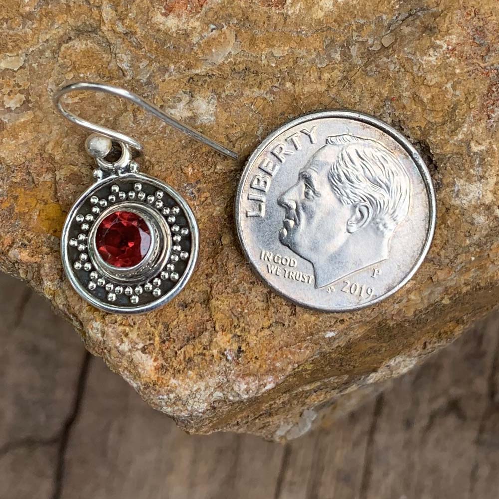 Sterling Silver Garnet Earrings - Image 2