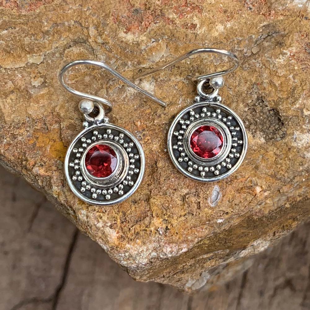 Sterling Silver Garnet Earrings