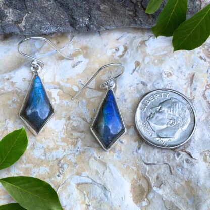 Geometric and Labradorite Sterling Silver Earrings