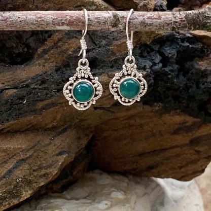 Sterling & Green Onyx Earrings