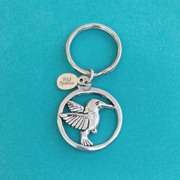 Flying Hummingbird Pewter Keychain