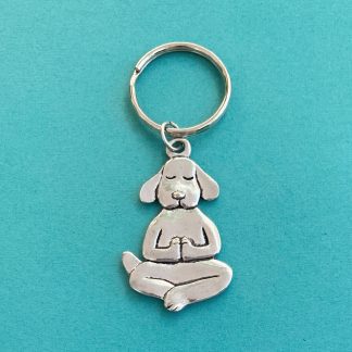 Yoga Dog Pewter Keychain
