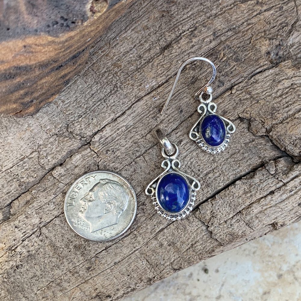 lapis pendant earring coin