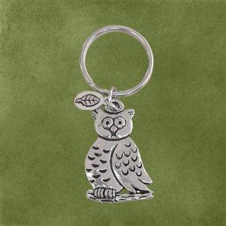 Wise Owl Pewter Keychain