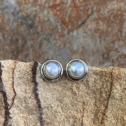 Pearl Sterling Stud Earrings