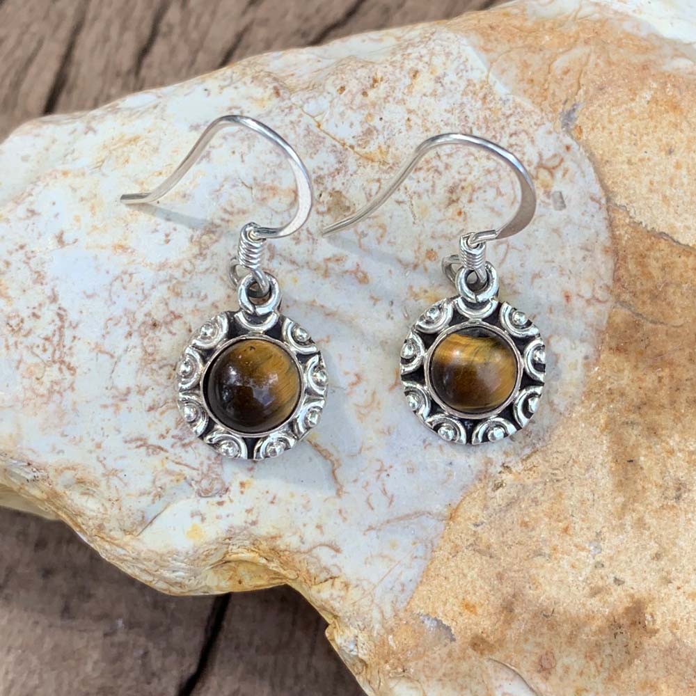 Tiger Eye Sunburst Earrings