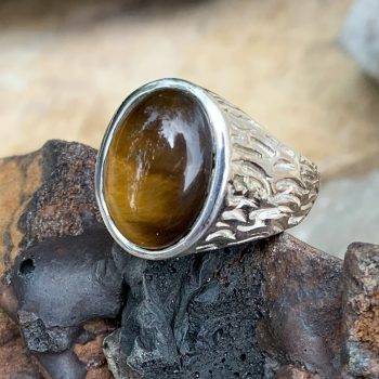 Genuine Tiger Eye Sterling Silver Ring