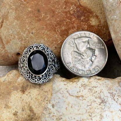 Black Onyx Faceted Ring