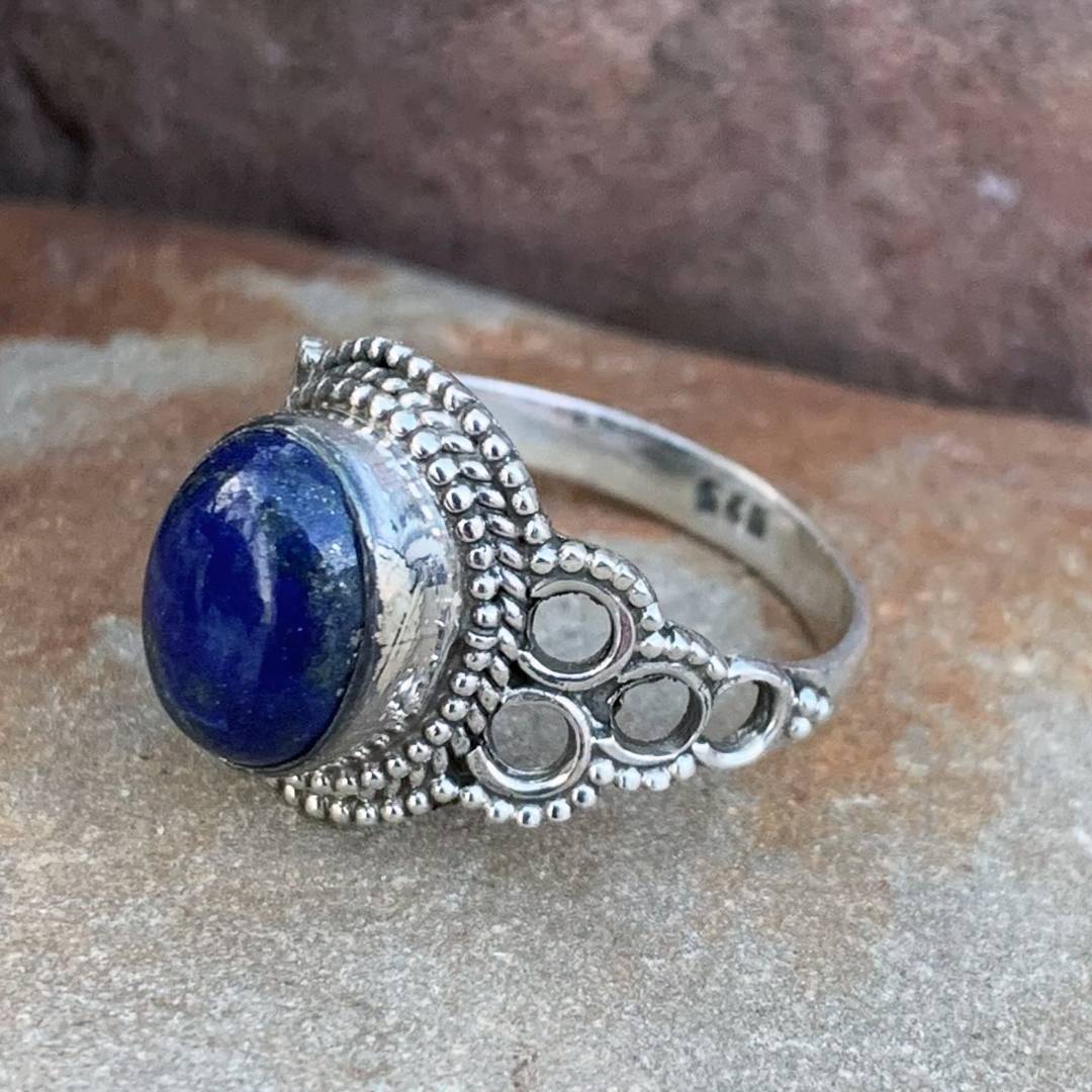 Sterling Lapis Circle Ring - GLE-Good Living Essentials