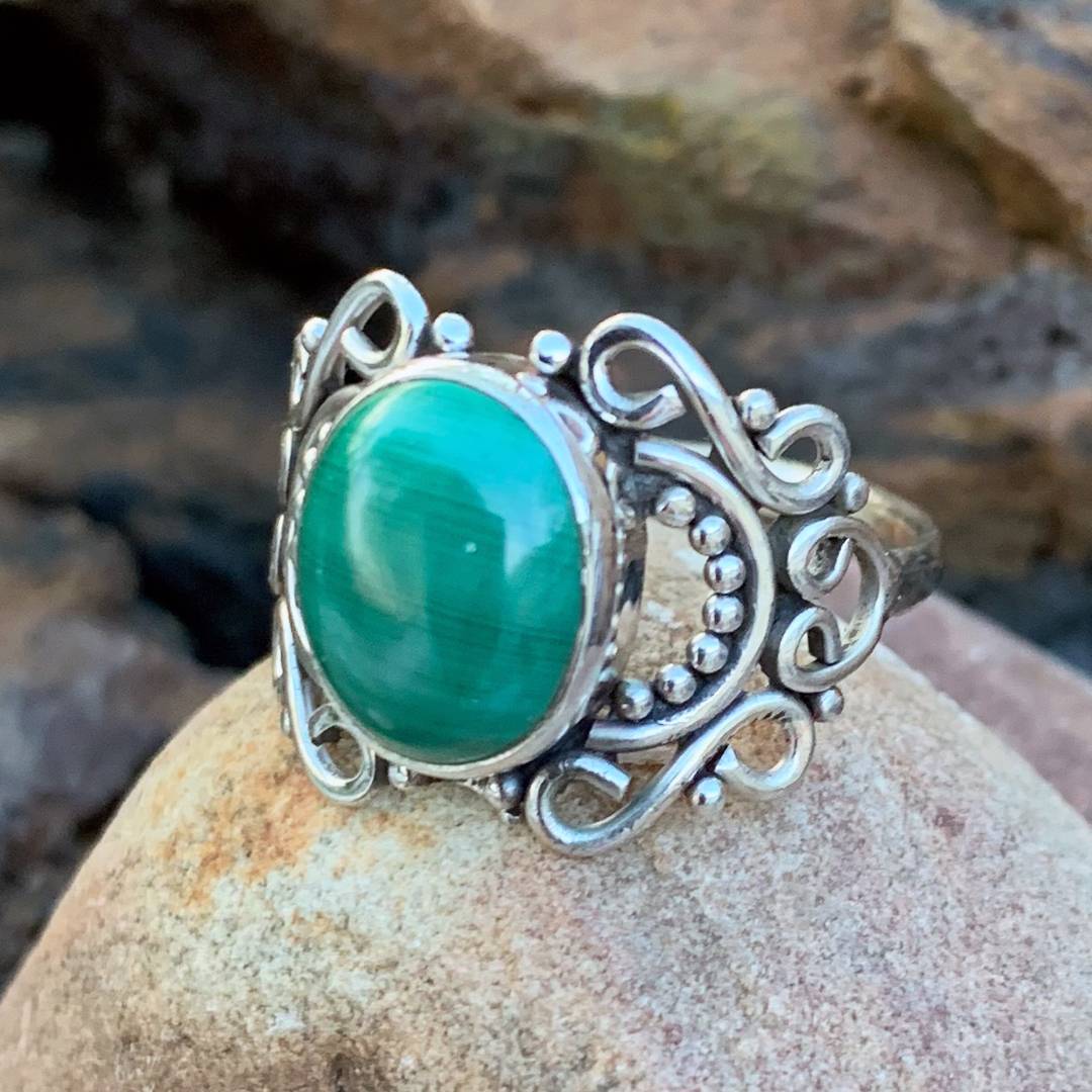 Malachite & Sterling Silver Ring - GLE-Good Living Essentials