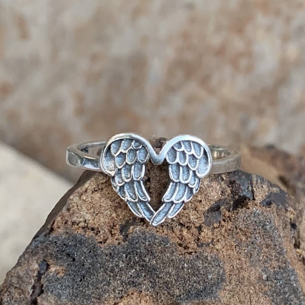 Sterling Angel Wings Ring