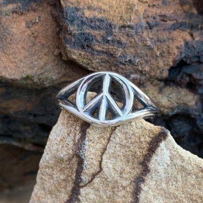 Sterling Peace Sign Ring