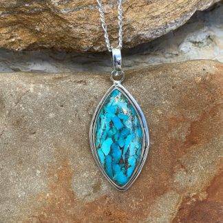 Blue-Copper Turquoise Sterling Pendant