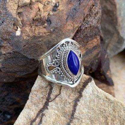 Sterling Lapis Marquise Ring