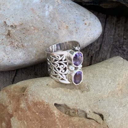 Sterling Double Amethyst Ring