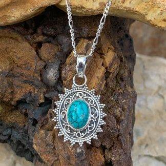 Sterling Turquoise Oval Pendant