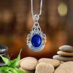 an image of an Oval Lapis Lazuli and Filigree Sterling Silver Pendant