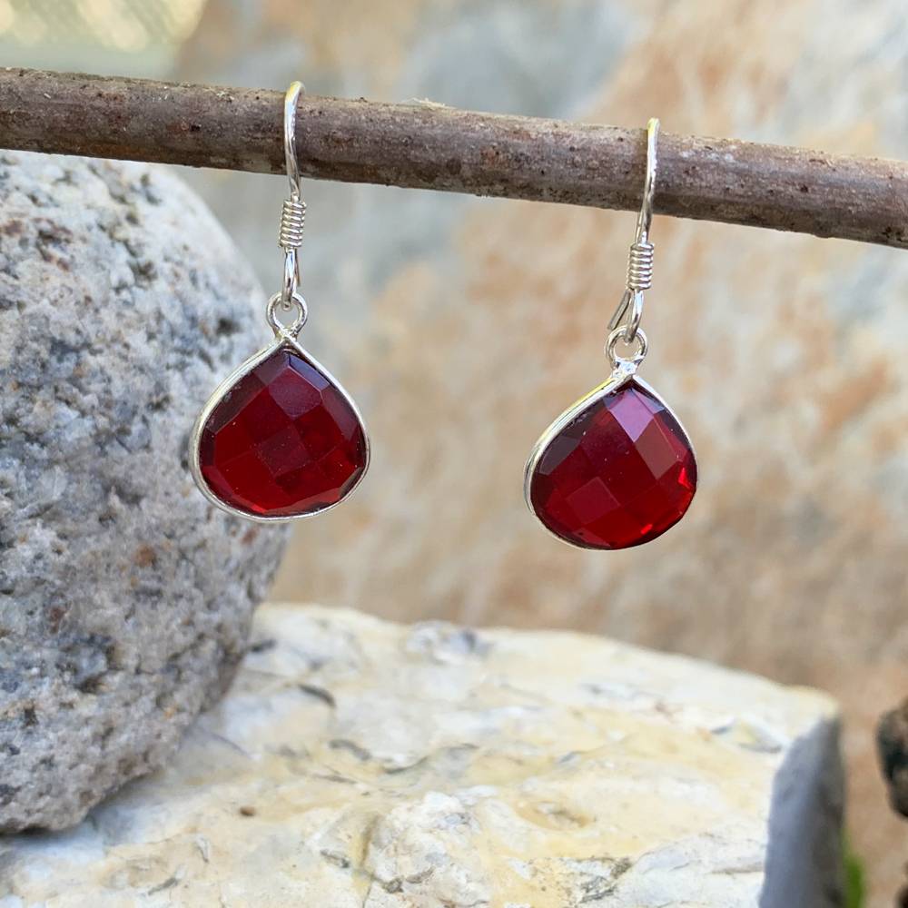Faceted Garnet Pear-Shaped Earrings
