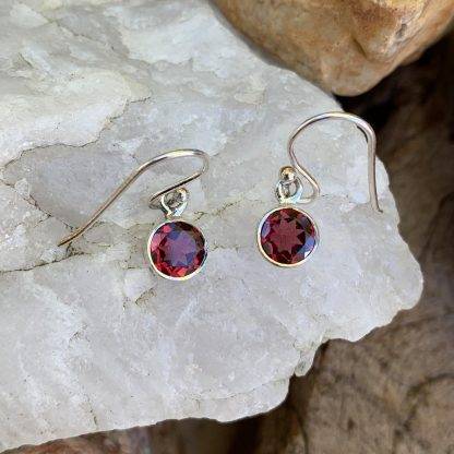 Garnet Sterling Drop Earrings