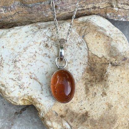 Dark Amber Sterling Pendant