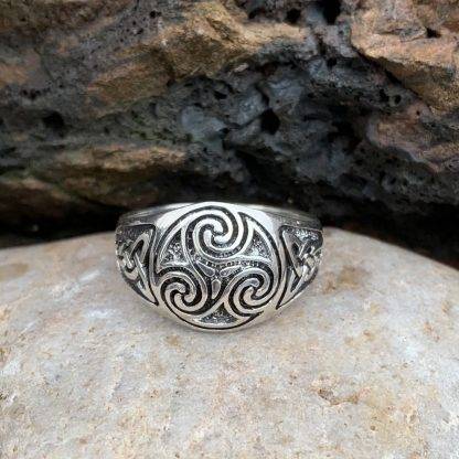 Celtic Triskelion Sterling Ring for Men