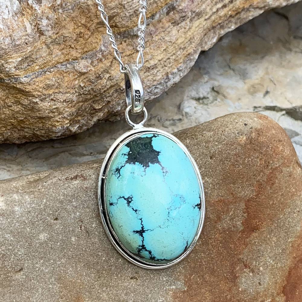 Oval Sterling Turquoise Pendant - GLE-Good Living Essentials