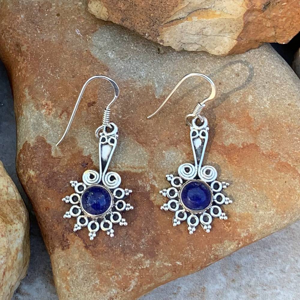 Lapis Sterling Starburst Earrings