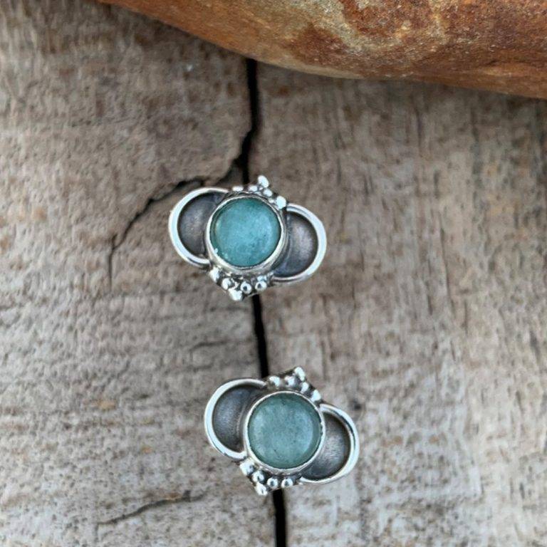 Amazonite Sterling Silver Studs - GLE-Good Living Essentials