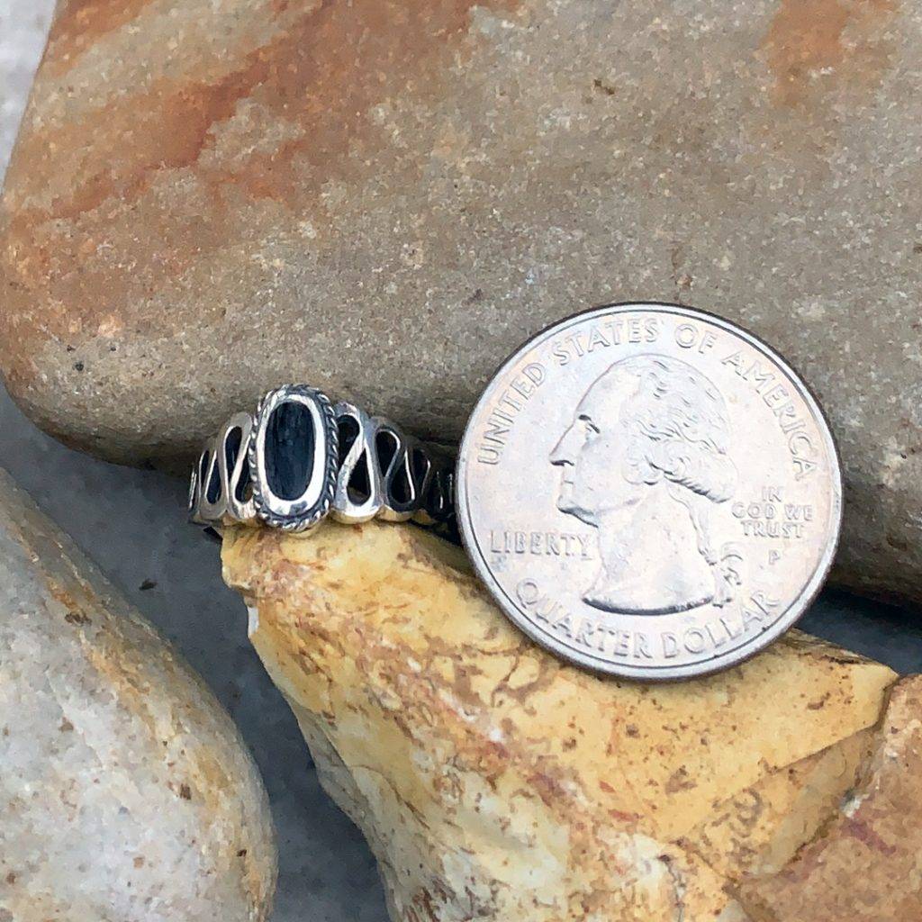925 Sterling Silver Black Agate Ring