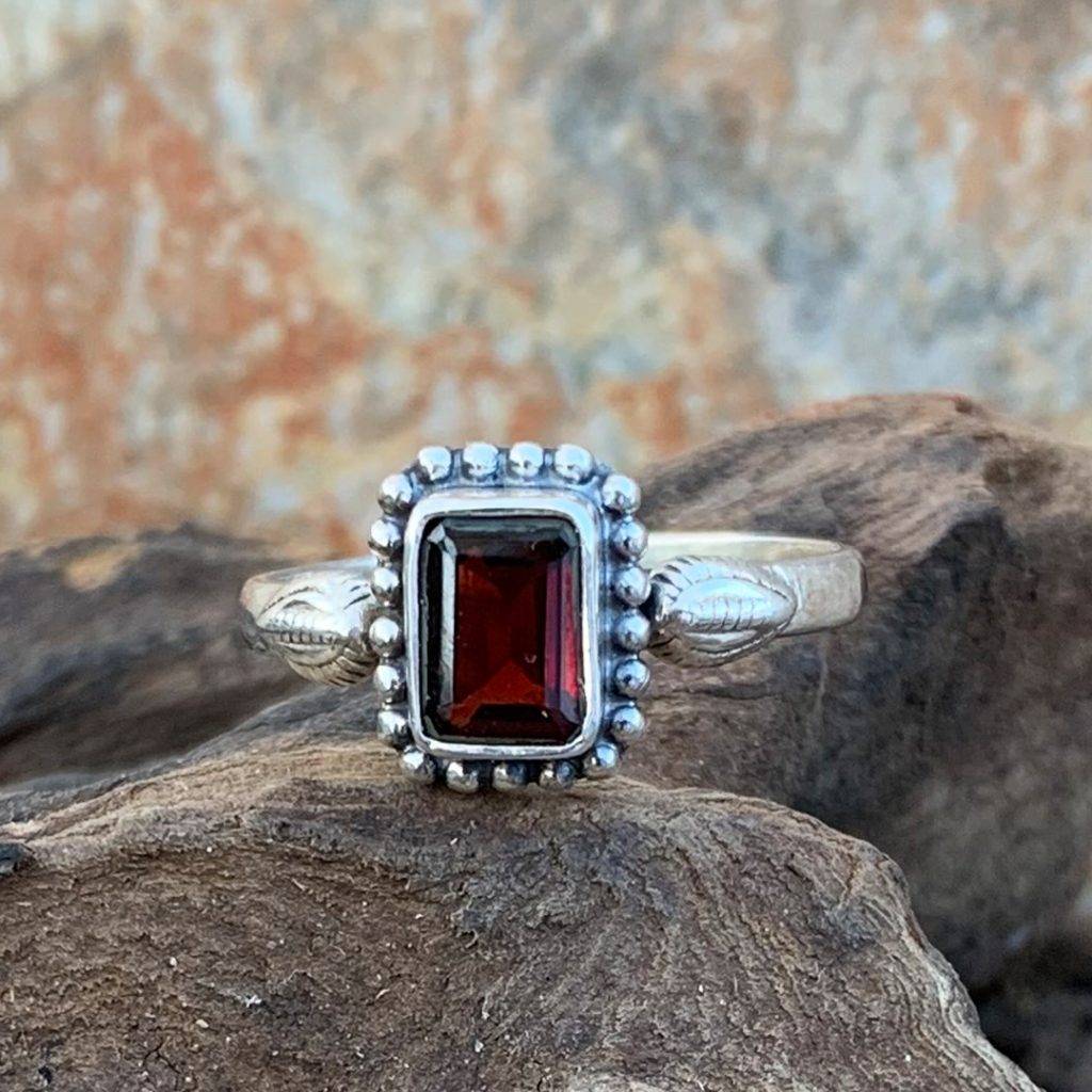 Sterling Rectangular Garnet Ring Gle Good Living Essentials