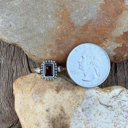 Sterling Rectangular Garnet Ring