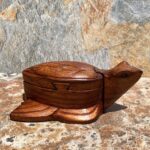 an image of a handcrafted wooden Sea Turtle Puzzle Box