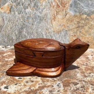 an image of a handcrafted wooden Sea Turtle Puzzle Box