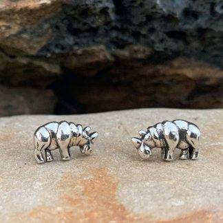 Sterling Rhino Stud Earrings