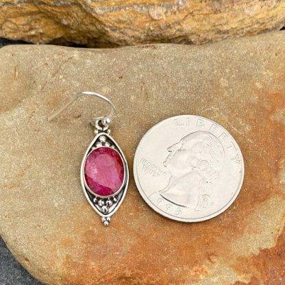 Sterling Oval Ruby Earrings