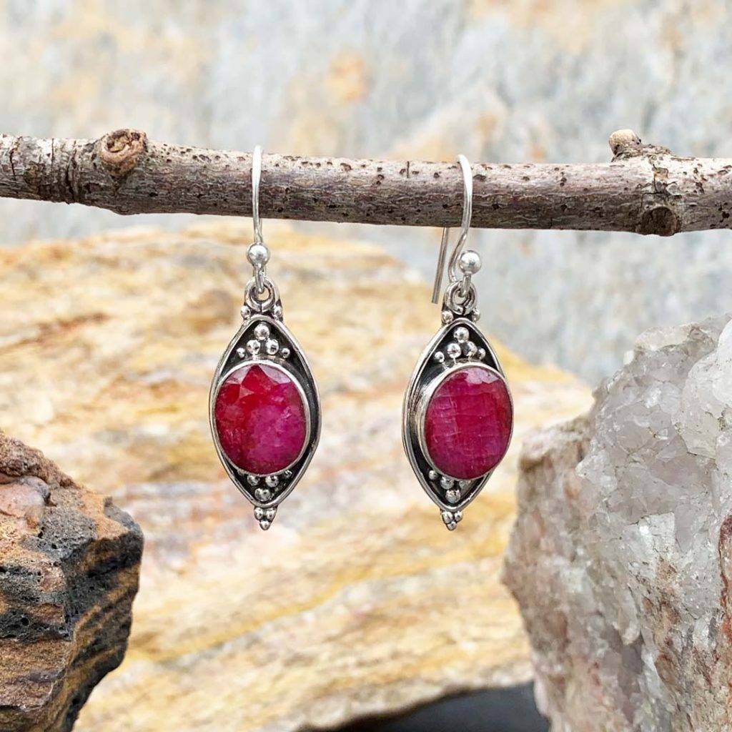 Sterling Oval Ruby Earrings - GLE-Good Living Essentials