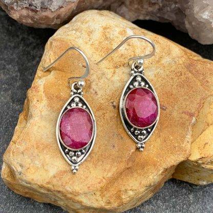 Sterling Oval Ruby Earrings