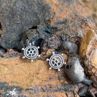 Ship's Wheel Stud Earrings