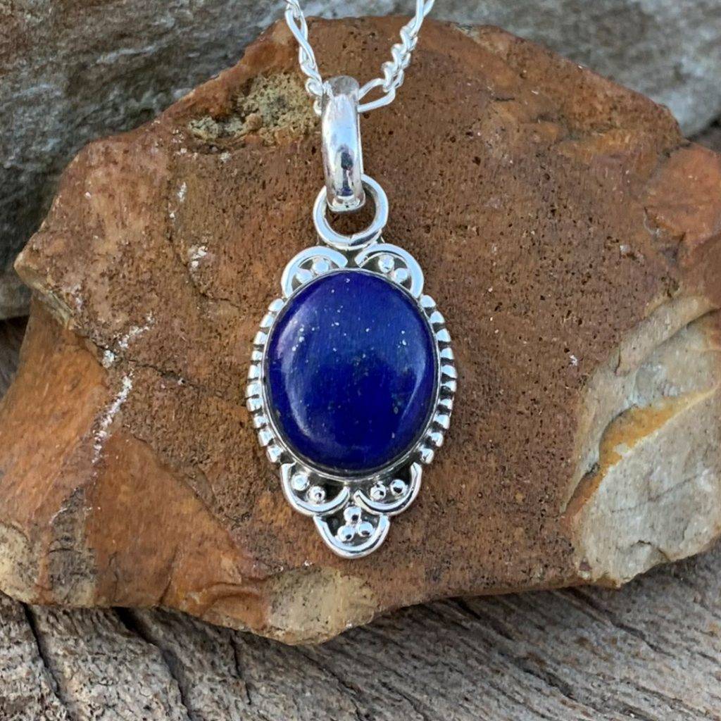 Helen Lapis Flat Oval Necklace