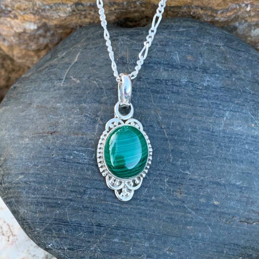 Sterling Silver Malachite Pendant - GLE-Good Living Essentials