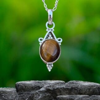 an image of a Sterling Oval Tiger Eye Pendant