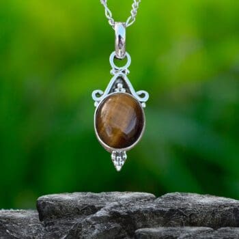 an image of a Sterling Oval Tiger Eye Pendant