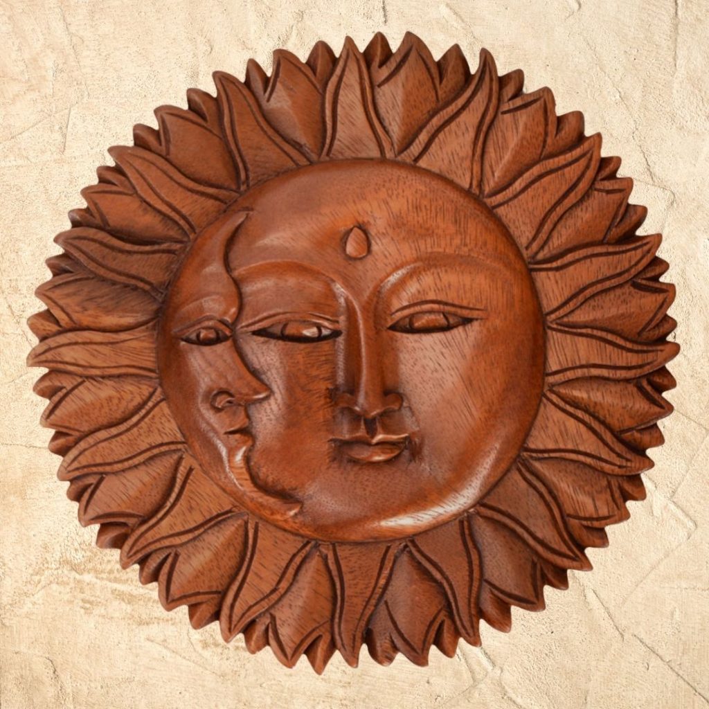 Sun and Moon Wooden Pendant - Stylish Home Décor